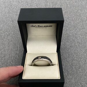 Mens titanium cable inlay band